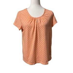 🍑 WHITE ORCHID PEACH POLKA DOT SLEEP TOP SIZE S GUC 🍑